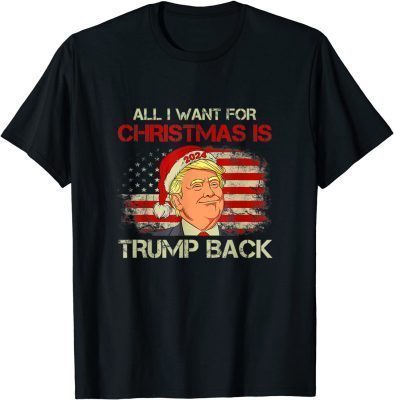 Official All I Want for Christmas Is Trump Back in 2024 American Flag T-Shirt