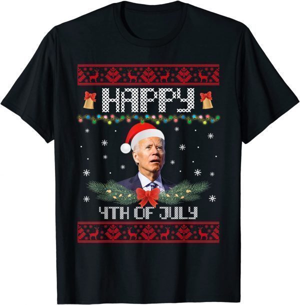 Funny Santa Joe Biden Happy 4th Of July Ugly Sweater Png TShirt