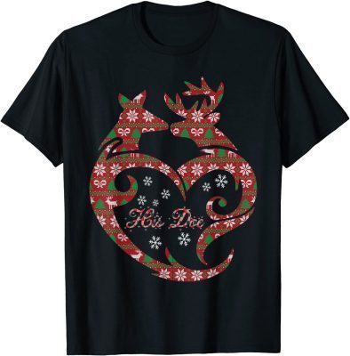 Her Buck His Doe Reindeer Xmas Pajamas Matching Couples Funny T-Shirt