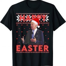 2021 Happy Easter Santa Hat Joe Biden Ugly Christmas T-Shirt