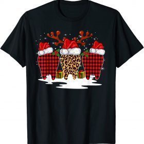 Dentist Christmas Pajamas Leopard Tooth Reindeer Red Plaid T-Shirt