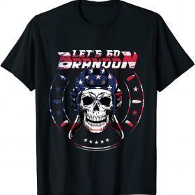 2021 FJB Let's Go Brandon American Biker Usa Flag T-Shirt