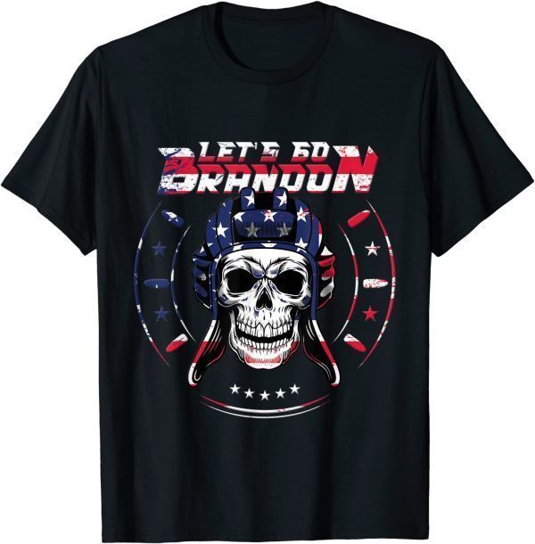 2021 FJB Let's Go Brandon American Biker Usa Flag T-Shirt