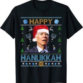 Happy Hanukkah Santa Biden Menorah Ugly Christmas Sweater 2022 T-Shirt