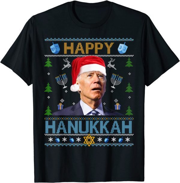 Happy Hanukkah Santa Biden Menorah Ugly Christmas Sweater 2022 T-Shirt