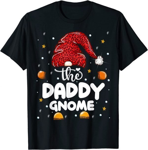 Official Daddy Gnome Leopard Family Matching Christmas Party Pajama T-Shirt