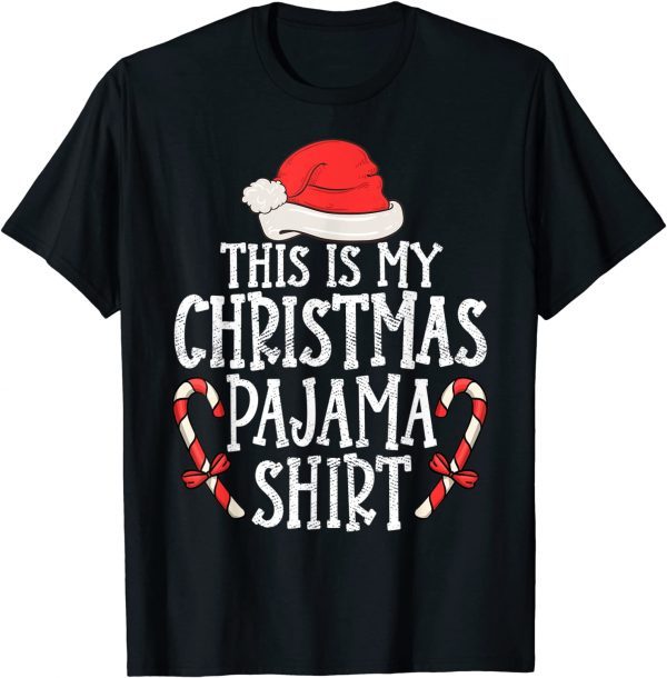 T-Shirt This Is My Christmas Pajama Funny santa hat Xmas Lights 2021