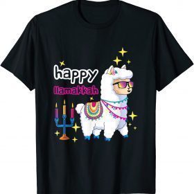 Happy Llamakkah Llama Candles Alpaca Menorah Jewish 2021 T-Shirt