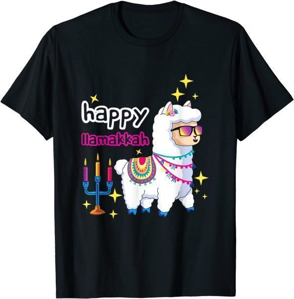 Happy Llamakkah Llama Candles Alpaca Menorah Jewish 2021 T-Shirt