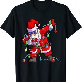 Christmas Dabbing Santa Men Kids Boys Xmas Gifts Tree Lights T-Shirt