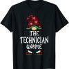 Official Technician Gnome Buffalo Plaid Matching Family Christmas T-Shirt