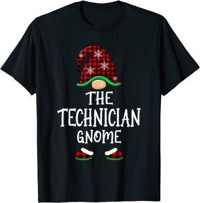 Official Technician Gnome Buffalo Plaid Matching Family Christmas T-Shirt