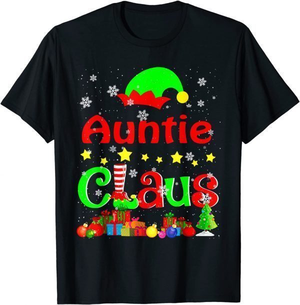 2021 Auntie Claus Funny Christmas Elf Lover Matching Family Group TShirt