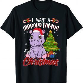T-Shirt I Want A Hippopotamus For Christmas Funny Hippo Pajamas Xmas 2021