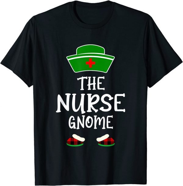 2021 Nurse Gnome Buffalo Plaid Matching Family Christmas T-Shirt