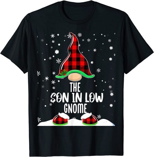 Funny Red Buffalo Plaid Son In Law Gnome Matching Family Christmas T-Shirt