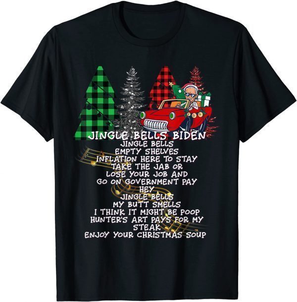 2021 Jingle Bells Biden Smells Santa Plaid Tree Christmas Sweater T-Shirt