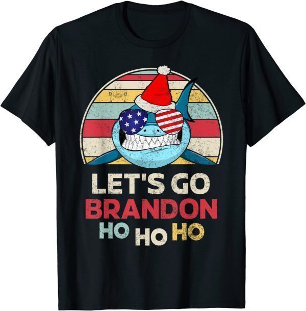 2021 Let's Go Brandon Christmas Santa Shark Ho Ho Anti joe Biden T-Shirt