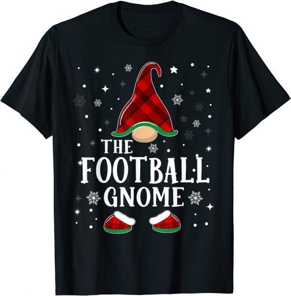 T-Shirt Football Gnome Buffalo Plaid Matching Family Christmas