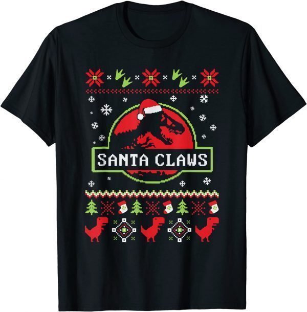 Funny Santa Dinosaur Ugly Christmas Sweater Xmas T-Shirt