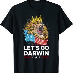 T-Shirt Let’s Go Darwin Funny Vintage US Flag Lion Lets Go Darwin Funny