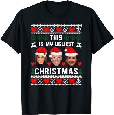 This Is My Ugliest Christmas Anti Biden Sweater Funny Xmas Funny T-Shirt