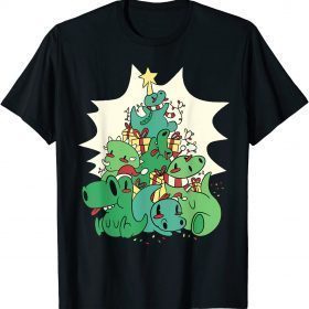 Classic Dinosaur Christmas Tree Tee Shirts