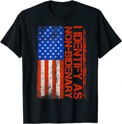 Vintage America Flag I Identify As Non Bidenary Anti Liberal Gift TShirt