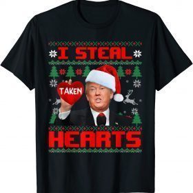 2022 Santa Trump I Steal Hearts Valentine's Day Ugly Tee Shirts