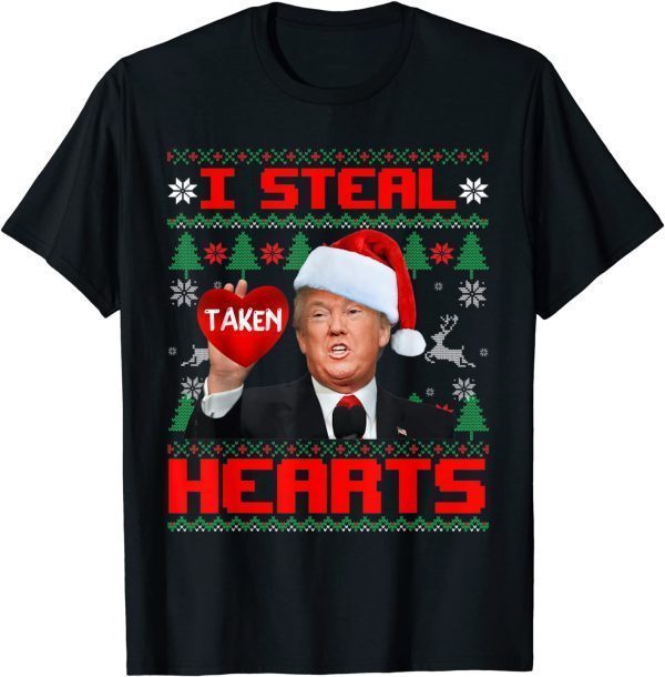 2022 Santa Trump I Steal Hearts Valentine's Day Ugly Tee Shirts