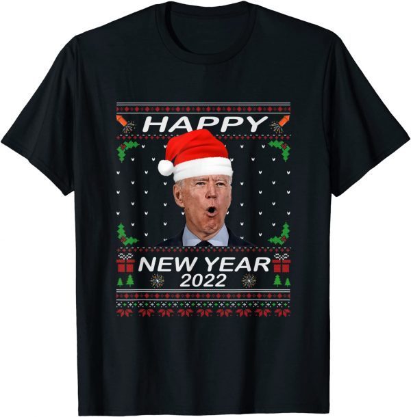 Happy New Year 2022 Santa Joe Biden Merry Uh Uh Christmas T-Shirt