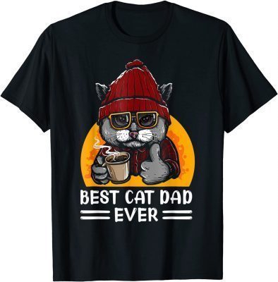 Vintage Best Funny Cat Father Dad Ever Cat Daddy Father Day T-Shirt
