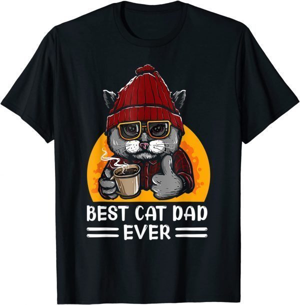 Vintage Best Funny Cat Father Dad Ever Cat Daddy Father Day T-Shirt