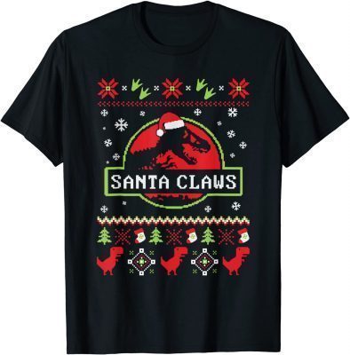 Santa Dinosaur Ugly Christmas Sweater Xmas Unisex T-Shirt