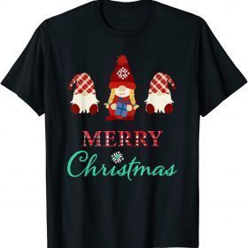 T-Shirt Three Gnomes with gift wishing you a Merry Christmas