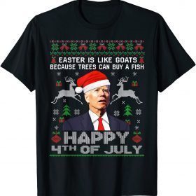 Santa Joe Biden Happy 4th of July Ugly Christmas Sweater Men 2022 T-Shirt