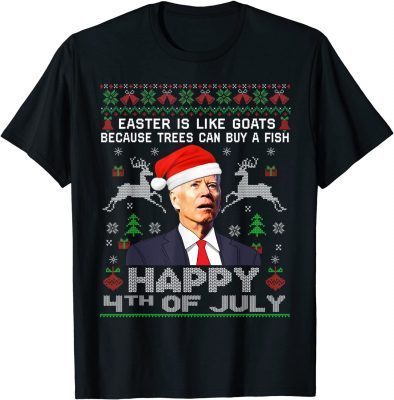 Santa Joe Biden Happy 4th of July Ugly Christmas Sweater Men 2022 T-Shirt
