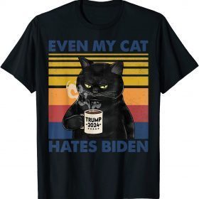 Funny Even My Cat Hates Biden Tee Conservative Anti Liberal T-Shirt