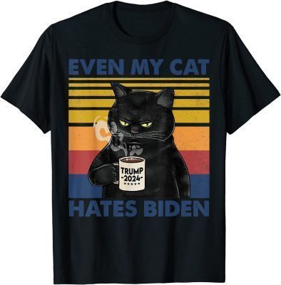 Funny Even My Cat Hates Biden Tee Conservative Anti Liberal T-Shirt