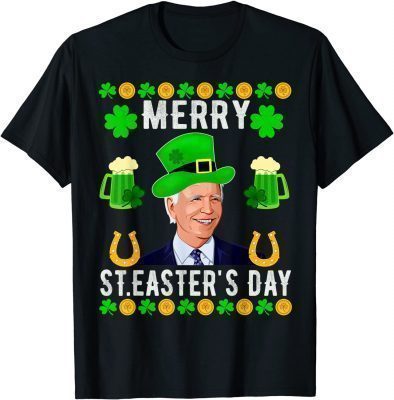 Merry ST.4th Of Easter Funny Biden Leprechaun Hat Patricks T-Shirt