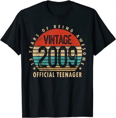 Vintage 2009 Official Teenager 13 Years Of Being Awesome Gift T-Shirt