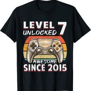 T-Shirt Level 7 Unlocked Video Gamer 7 Years Old 7 Birthday Gifts