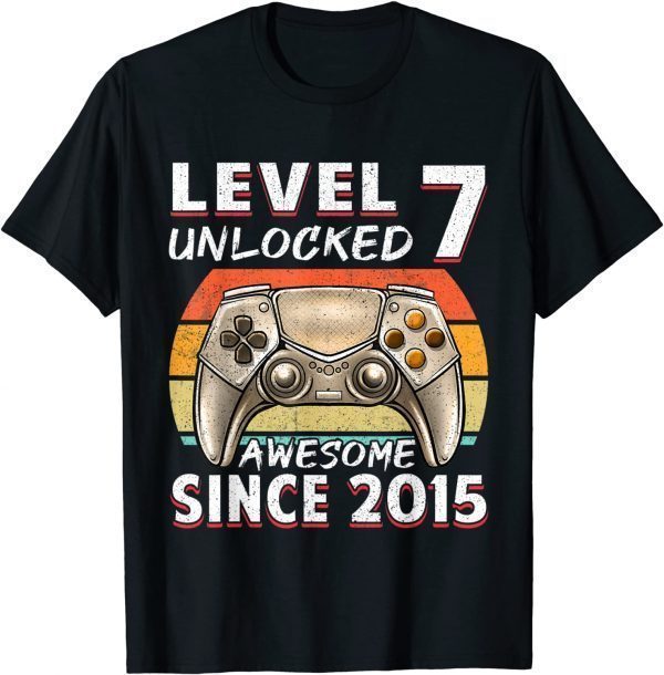 T-Shirt Level 7 Unlocked Video Gamer 7 Years Old 7 Birthday Gifts
