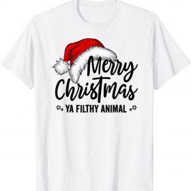 Merry Christmas Animal Filthy Ya Funny Santa Hat T-Shirt