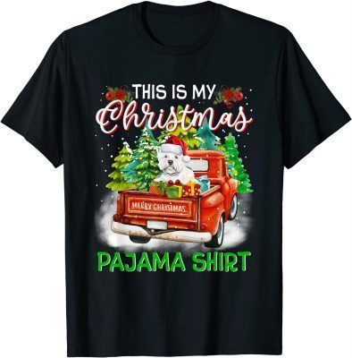 This Is My Christmas Pajama Westie Santa Funny Xmas Tree T-Shirt