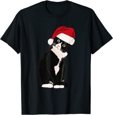 Tuxedo Cat Meow Christmas Cat Catmas Cute Tuxie Lover T-Shirt