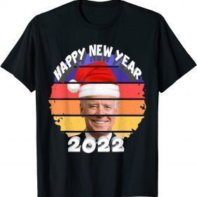 Santa Joe Biden Happy New Year 2022 Christmas sanset retro Funny T-Shirt