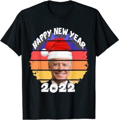 Santa Joe Biden Happy New Year 2022 Christmas sanset retro Funny T-Shirt