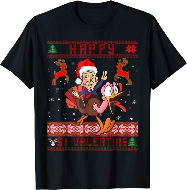 Classic Santa Joe Biden Happy Saint Valentine Ugly Christmas T-Shirt
