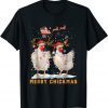 Classic Merry Chickmas Chicken Christmas Ornament Lights Santa Hat T-Shirt